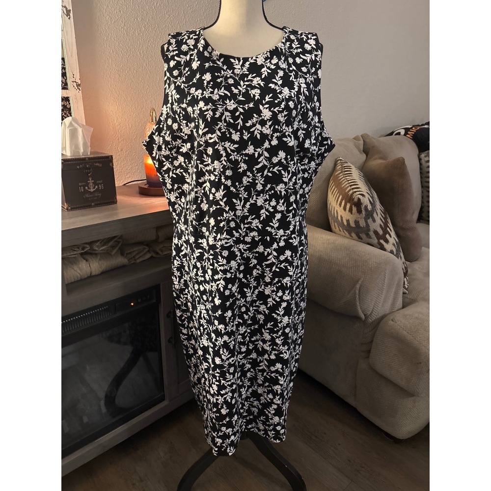 Old Navy dress‎ XXL tall floral black white sleeveless